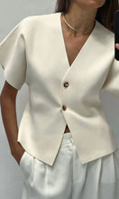 Load image into Gallery viewer, Cream Fine Knit Short Sleeve Cardigan