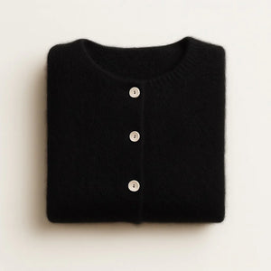 Round Neck Long Sleeve Mohair Cardigan