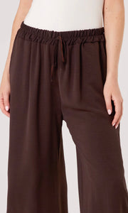 CHOCOLATE BROWN DRAWSTRING WIDE LEG TROUSER