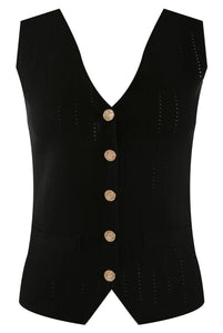 Black  Fine Knit Waistcoat