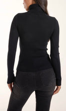 Load image into Gallery viewer, BLACK ROLL NECK RIBBED JUMPER