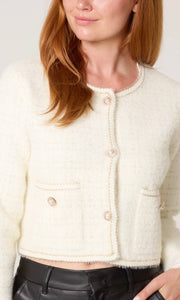 PEARL BUTTON CHECK KNIT CARDIGAN