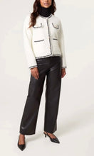Load image into Gallery viewer, PEARL BUTTON CONTRAST TRIM KNIT CARDIGAN