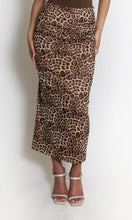 Load image into Gallery viewer, Ruched Leopard Midi Skirt