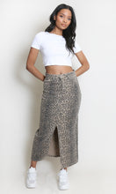 Load image into Gallery viewer, Leopard Denim Front Slit Skirt