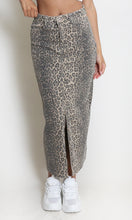 Load image into Gallery viewer, Leopard Denim Front Slit Skirt