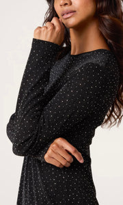 BLACK GLITTER LUREX SWING MINI DRESS
