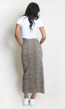 Load image into Gallery viewer, Leopard Denim Front Slit Skirt