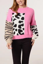 Load image into Gallery viewer, PINK LEOPARD AND ZEBRA ABSTRACT JUMPER
