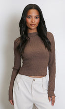 Load image into Gallery viewer, Chocolate Brown Textured Long Sleeve Top