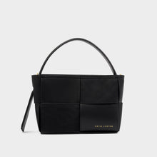 Load image into Gallery viewer, Taya Hand Woven Suedette Top Handle Bag black