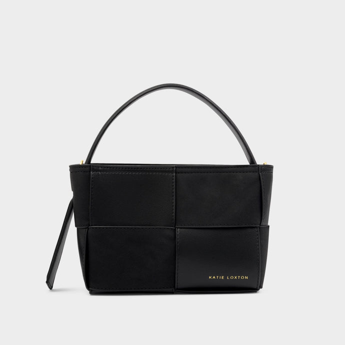 Taya Hand Woven Suedette Top Handle Bag black