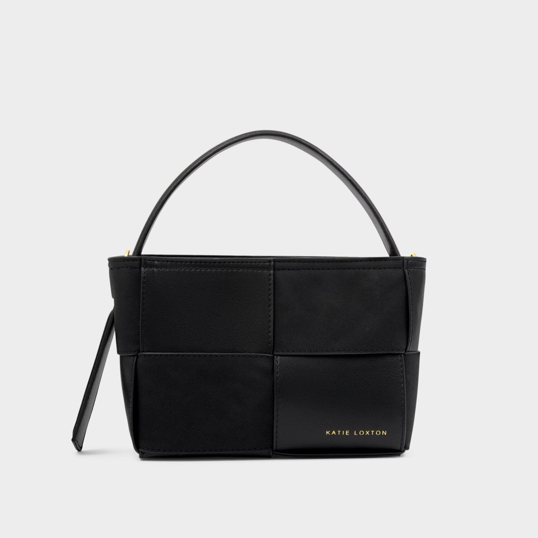 Taya Hand Woven Suedette Top Handle Bag black