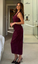 Load image into Gallery viewer, Vicky Tailored Suede Skirt Berry