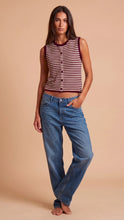 Load image into Gallery viewer, Wine Stripe Button Up Vest