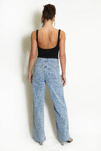 Load image into Gallery viewer, Blue Leopard Print Wide Leg Jeans
