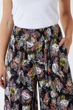 Load image into Gallery viewer, Shirring Waist Wide Leg Leaf Print Jersey Trouser