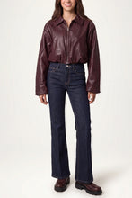 Load image into Gallery viewer, Wine PU Cropped Jacket