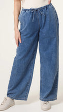 Load image into Gallery viewer, Drawstring Denim Wide Leg Trousers