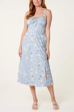Load image into Gallery viewer, Blue Floral Milkmaid Dress