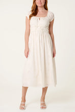 Load image into Gallery viewer, Cream Broderie Milkmaid Dress