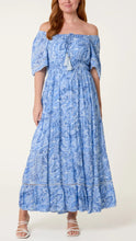 Load image into Gallery viewer, Blue Paisley Bardot Dress