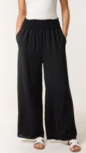 Load image into Gallery viewer, Black Wide Leg Elasticated Waist Trousers