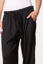Load image into Gallery viewer, Black Crinkle Wide Leg Trousers