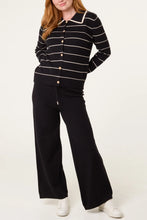 Load image into Gallery viewer, Black Striped Knit Co-Ord Set