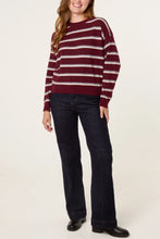 Load image into Gallery viewer, Burgundy Stripe Fine Knit Jumper
