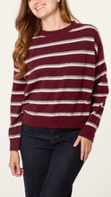 Load image into Gallery viewer, Burgundy Stripe Fine Knit Jumper