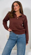 Load image into Gallery viewer, Harley Knit Collar Long Sleeve Top Brown