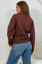 Load image into Gallery viewer, Harley Knit Collar Long Sleeve Top Brown