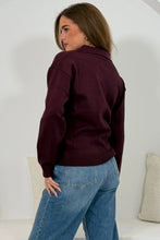 Load image into Gallery viewer, Harley Knit Collar Long Sleeve Top Wine