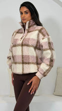 Load image into Gallery viewer, Tessa 1/4 Zip Check Print Fleece Pink