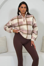 Load image into Gallery viewer, Tessa 1/4 Zip Check Print Fleece Pink