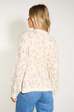 Load image into Gallery viewer, Leopard Print Italian Wool Blend Cardigan in Cream/Beige