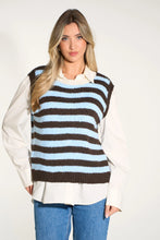 Load image into Gallery viewer, Striped Italian Wool Blend Tank Top in Brown/Blue
