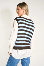 Load image into Gallery viewer, Striped Italian Wool Blend Tank Top in Brown/Blue