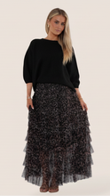 Load image into Gallery viewer, Black Leopard Tulle Layered Maxi Skirt