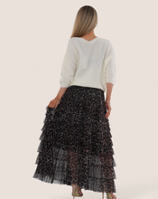 Load image into Gallery viewer, Black Leopard Tulle Layered Maxi Skirt