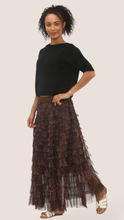 Load image into Gallery viewer, Brown Leopard Tulle Layered Maxi Skirt