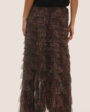 Load image into Gallery viewer, Brown Leopard Tulle Layered Maxi Skirt