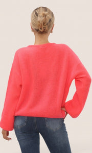 Round Neck Long Sleeve Mohair Cardigan