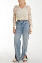 Load image into Gallery viewer, Cream Cropped Crochet Cardigan
