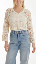 Load image into Gallery viewer, Cream Cropped Crochet Cardigan