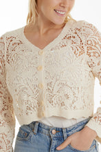 Load image into Gallery viewer, Cream Cropped Crochet Cardigan