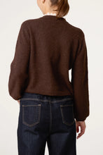 Load image into Gallery viewer, Chocolate Brown Broderie Anglaise Trim Knit Cardigan