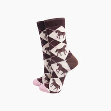 Load image into Gallery viewer, Horse Argyle Women's Bamboo Socks in Brown: UK 3-7 | EU 36-40 | US 5-9