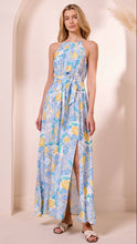 Load image into Gallery viewer, Blue Halterneck Maxi Dress with Lemons